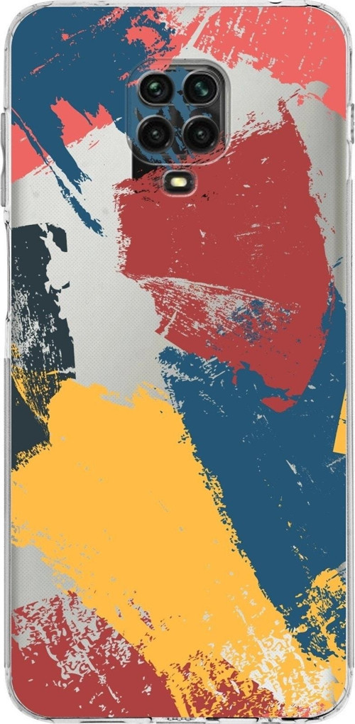 Xiaomi Redmi Note 9 Pro Kamera Korumalı Kapak Brush Stroke Tasarımlı Şeffaf Kılıf
