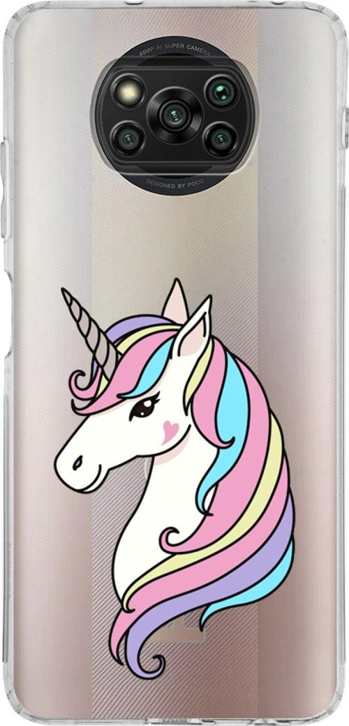Xiaomi Poco X3 Pro Kamera Korumalı Kapak Unicorn Tasarımlı Şeffaf Kılıf