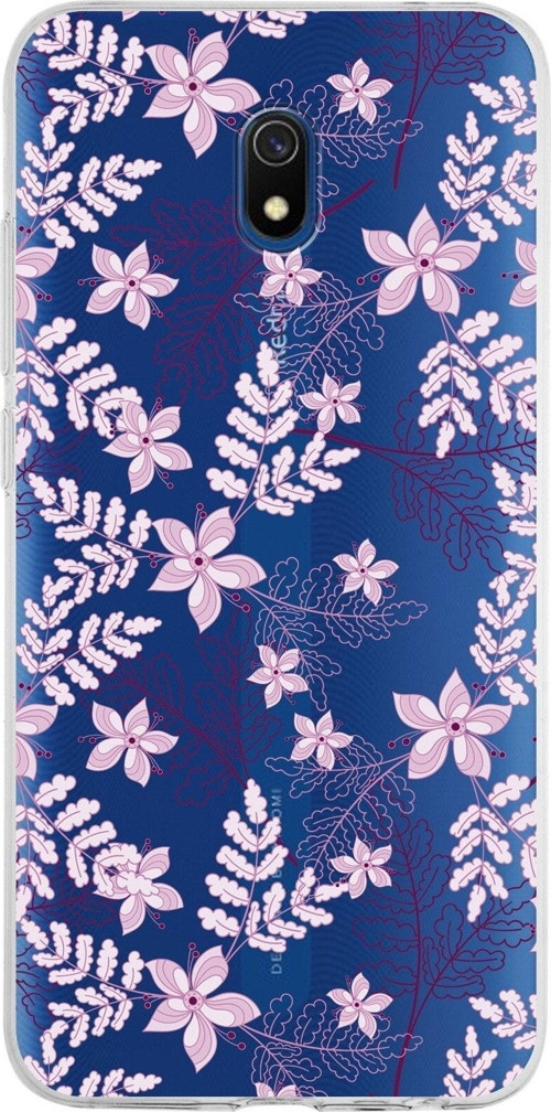 Xiaomi Redmi 8A Uyumlu Kapak Floral Pudra Tasarımlı Şeffaf Silikon Kılıf