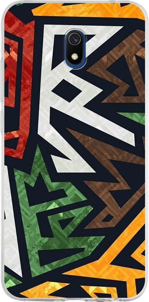 Xiaomi Redmi 8A Uyumlu Kapak Soyut Grafiti Tasarımlı Şeffaf Silikon Kılıf