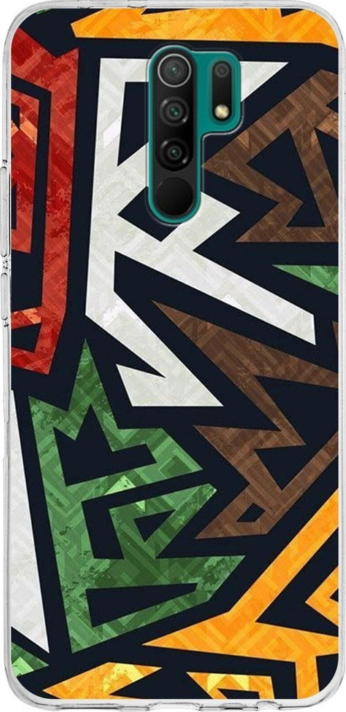 Xiaomi Redmi 9 Uyumlu Kapak Soyut Grafiti Tasarımlı Şeffaf Silikon Kılıf