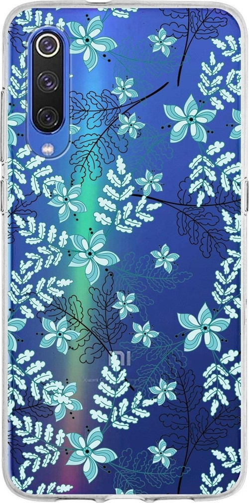 Xiaomi Mi 9 Uyumlu Kapak Floral Su Yeşili Tasarımlı Şeffaf Silikon Kılıf
