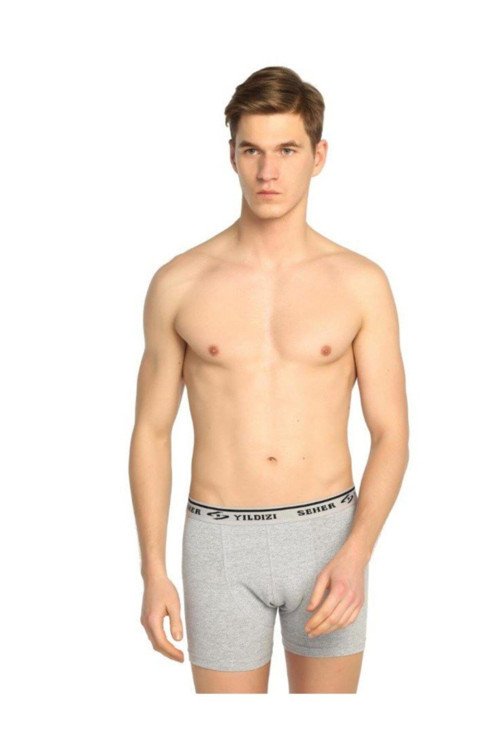 12 Adet Gri Renk Elastan Boxer