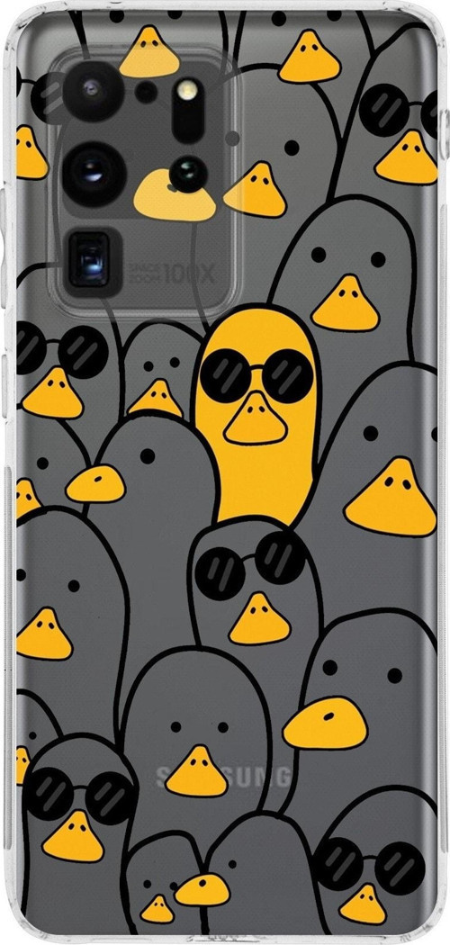 Samsung Galaxy S20 Ultra Kamera Korumalı Kapak Duck Tasarımlı Şeffaf Kılıf