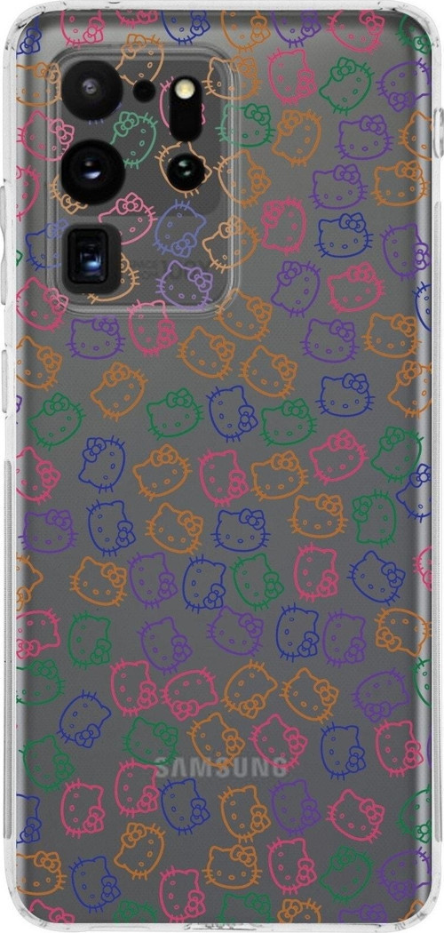 Samsung Galaxy S20 Ultra Kamera Korumalı Kapak Hello Kitty Tasarımlı Şeffaf Kılıf