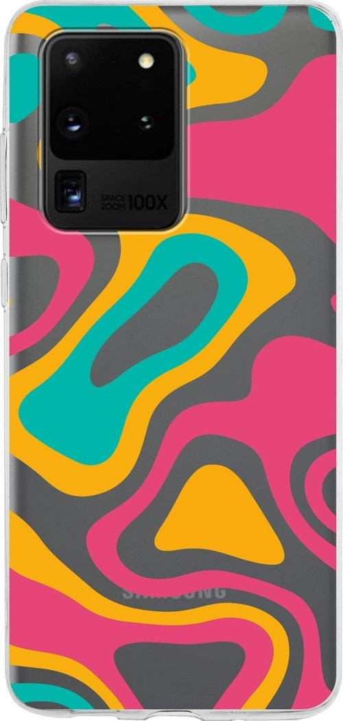 Samsung Galaxy S20 Ultra Kapak Renkli Desen Tasarımlı Şeffaf Silikon Kılıf