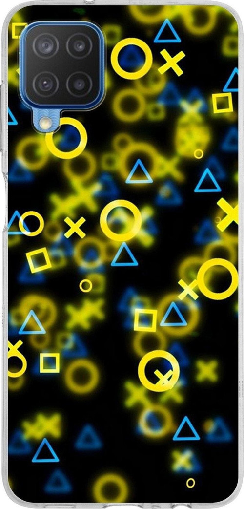 Samsung Galaxy M12 Kapak Semboller Tasarımlı Şeffaf Silikon Kılıf