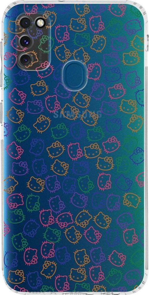 Samsung Galaxy M21 Kamera Korumalı Kapak Hello Kitty Tasarımlı Şeffaf Kılıf
