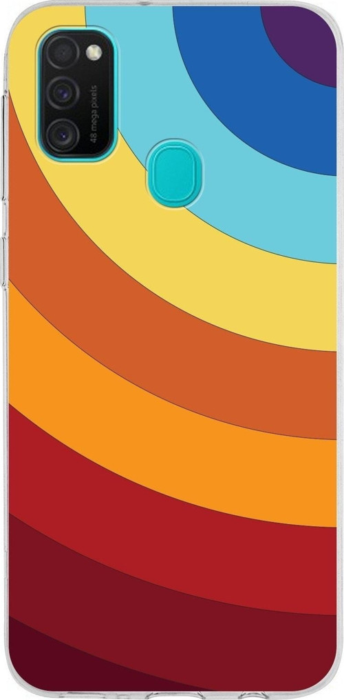 Samsung Galaxy M21 Kapak Renk Cümbüşü Tasarımlı Şeffaf Silikon Kılıf