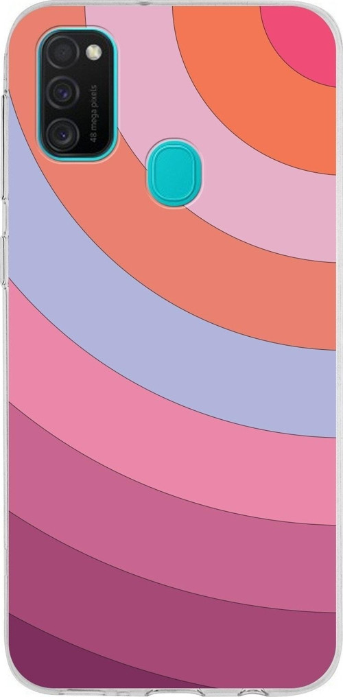 Samsung Galaxy M21 Kapak Renk Cümbüşü Tasarımlı Şeffaf Silikon Kılıf