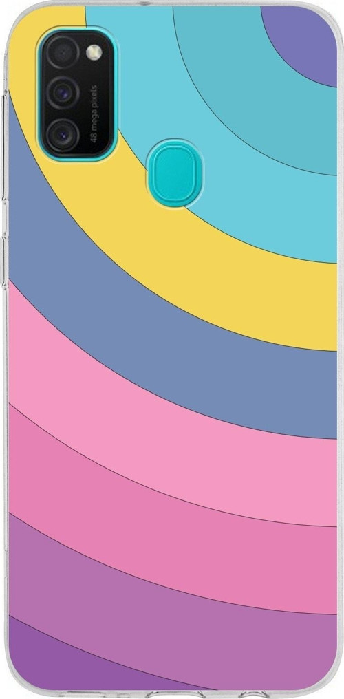 Samsung Galaxy M21 Kapak Renk Cümbüşü Tasarımlı Şeffaf Silikon Kılıf