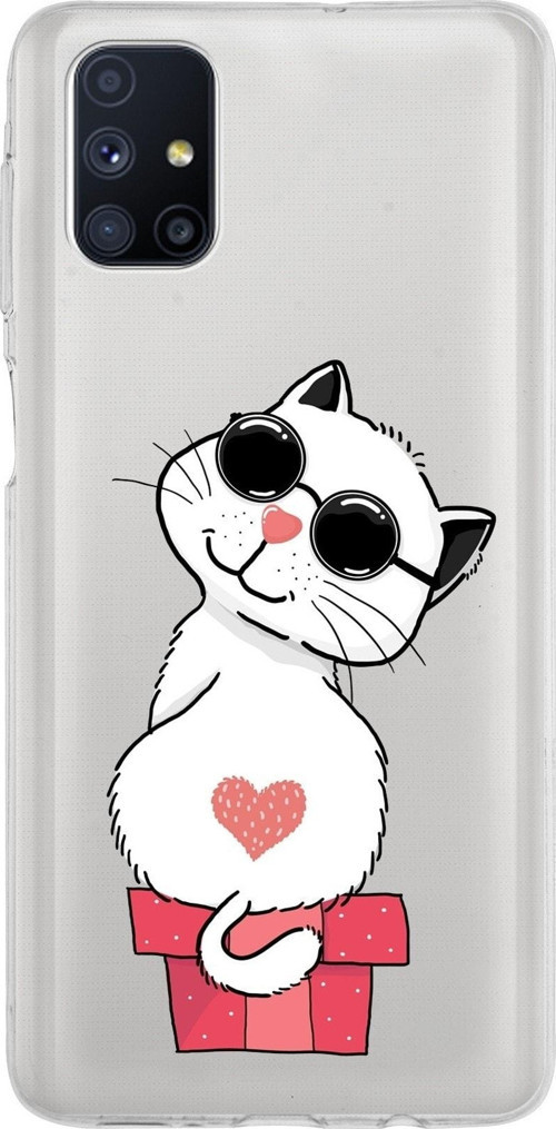 Samsung Galaxy M51 Kapak Cool Cat Tasarımlı Şeffaf Silikon Kılıf
