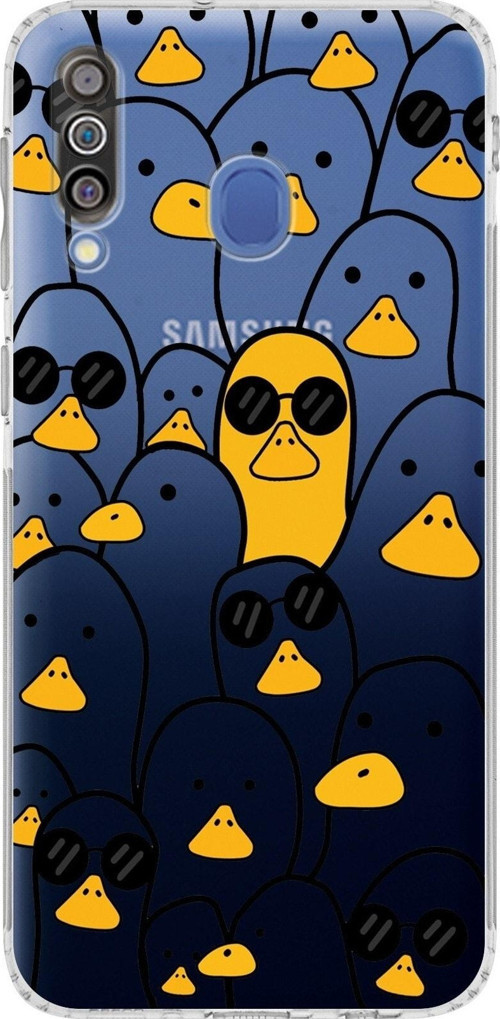 Samsung Galaxy M30 Kamera Korumalı Kapak Duck Tasarımlı Şeffaf Kılıf
