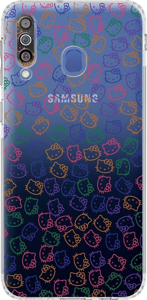 Samsung Galaxy M30 Kamera Korumalı Kapak Hello Kitty Tasarımlı Şeffaf Kılıf