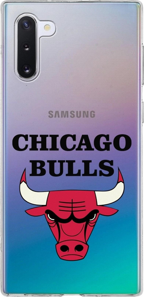Samsung Galaxy Note 10 Kapak Chicago Bulls Tasarımlı Şeffaf Silikon Kılıf