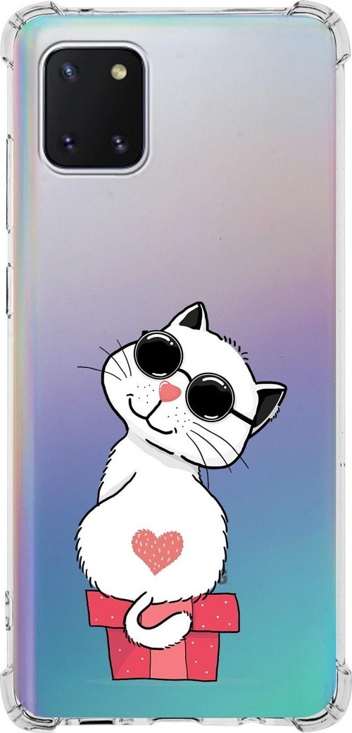 Samsung Galaxy Note 10 Lite Köşe Korumalı Antişok Kapak Coolcat Tasarımlı Şeffaf Silikon Kılıf
