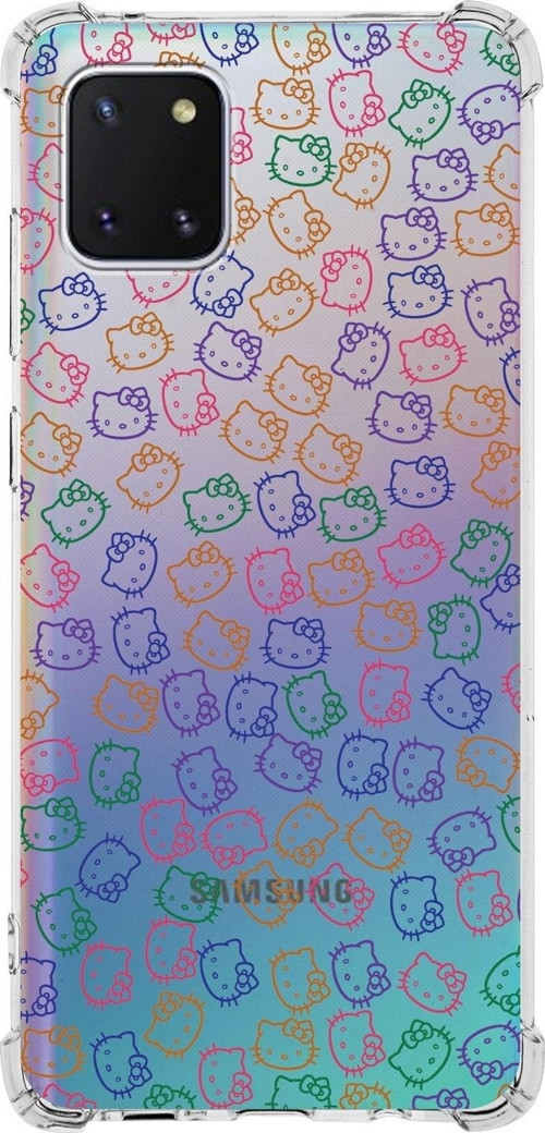 Samsung Galaxy Note 10 Lite Köşe Korumalı Antişok Kapak Hello Kitty Tasarımlı Şeffaf Silikon Kılıf