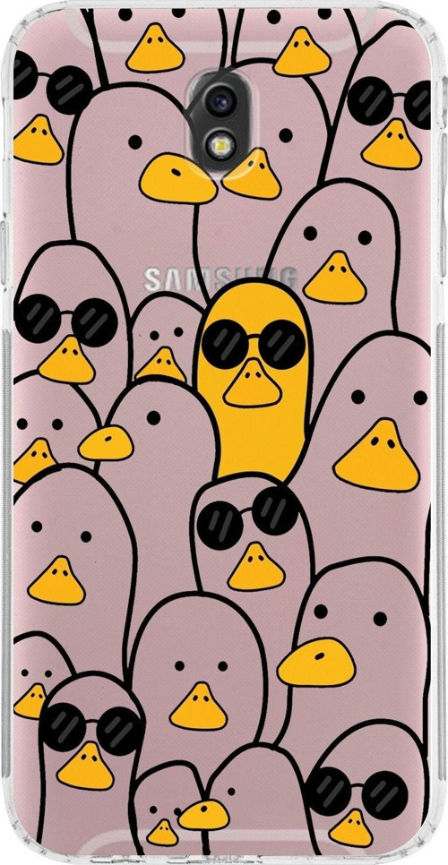 Samsung Galaxy J7 Pro Kamera Korumalı Kapak Duck Tasarımlı Şeffaf Kılıf