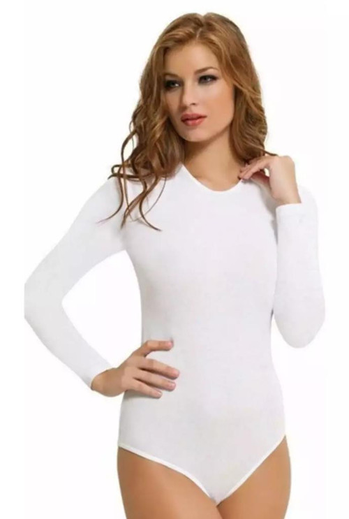 Bayan Likralı Uzun Kollu Çıtçıtlı Body 4058