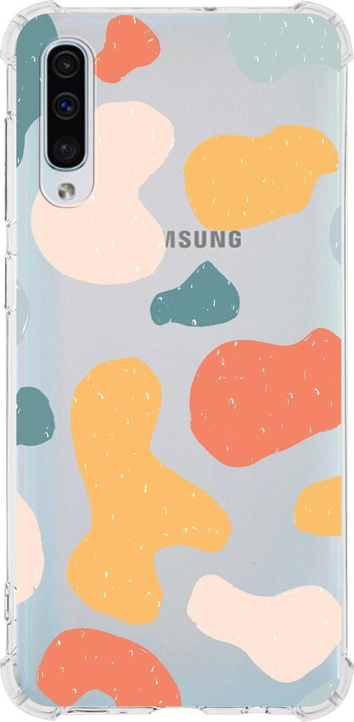 Samsung Galaxy A50 Uyumlu Köşe Korumalı Antişok Kapak Grunge Tasarımlı Şeffaf Kılıf