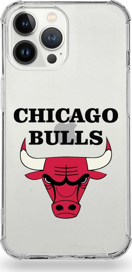 Iphone 13 Pro Uyumlu Darbe Emici Antişok Kapak Chicago Bulls Tasarımlı Şeffaf Silikon Kılıf