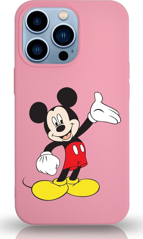 Iphone 13 Pro Uyumlu Lansman Kılıf Mickey Mouse Tasarımlı Altı Kapalı İçi Kadife Kaplı Kapak