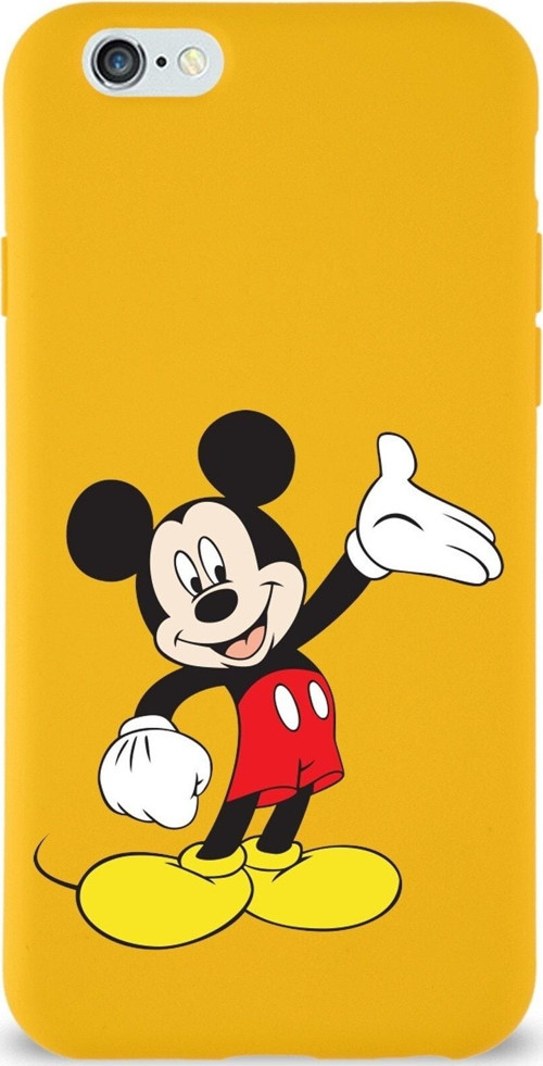 Iphone 6S Plus Lansman Kılıf Mickey Mouse Tasarımlı Altı Kapalı Içi Kadife Kaplı Kapak