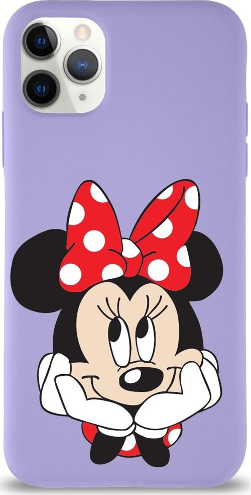 Iphone 11 Pro Max Lansman Kılıf Minnie Mouse Tasarımlı Altı Kapalı Içi Kadife Kaplı Uyumlu