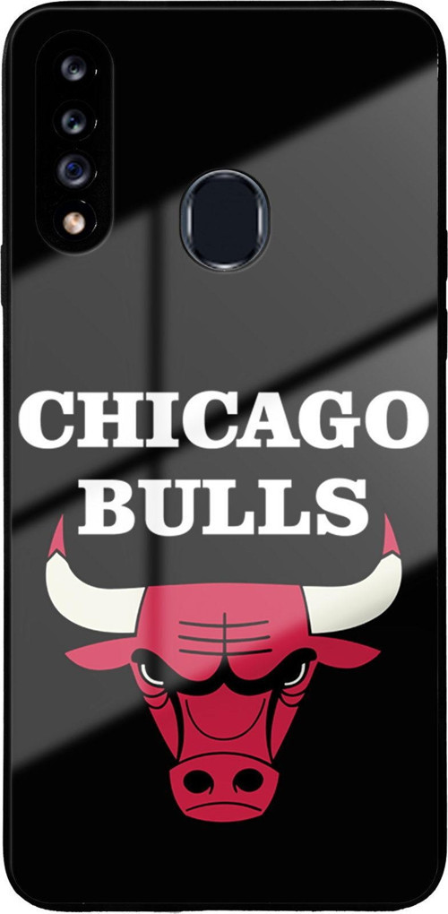 Galaxy A20S İle Uyumlu Silikon Arkası Cam Kapak Chicago Tasarımlı Cam Kılıf