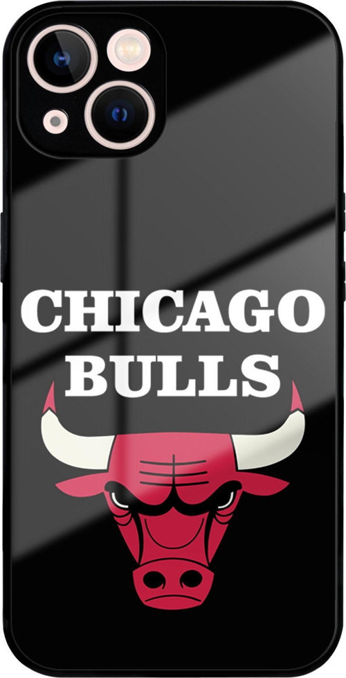 Apple İphone 13 Mini İle Uyumlu Silikon Arkası Cam Kapak Chicago Tasarımlı Cam Kılıf