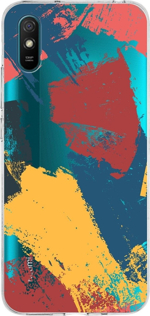 Xiaomi Redmi 9A Uyumlu Kapak Brushstroke Tasarımlı Şeffaf Silikon Kılıf