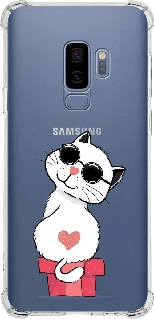 Samsung Galaxy S9 Plus Köşe Korumalı Antişok Kapak Coolcat Tasarımlı Şeffaf Silikon Kılıf