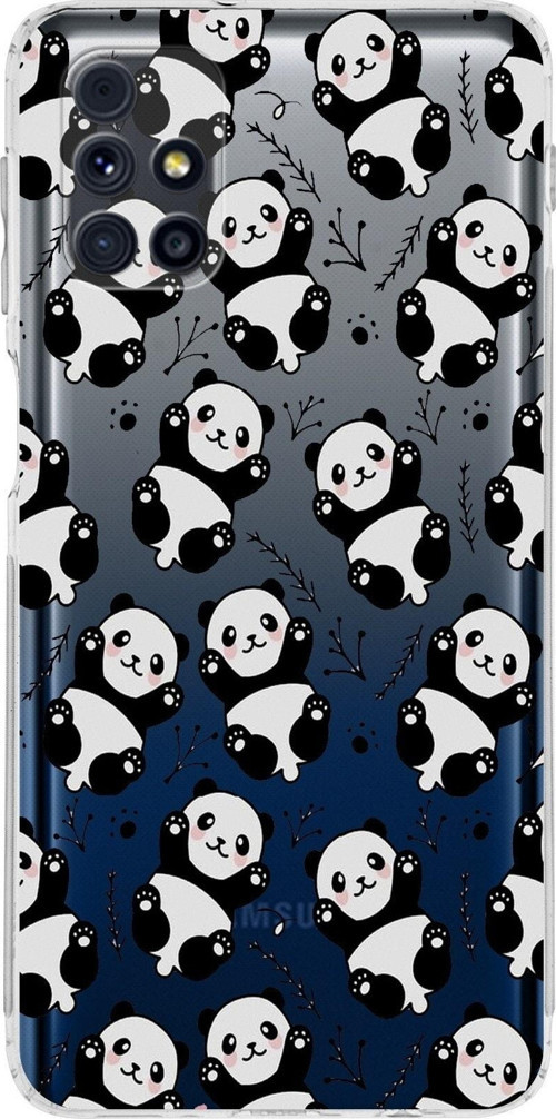 Samsung Galaxy M31S Kamera Korumalı Kapak Panda Tasarımlı Şeffaf Kılıf
