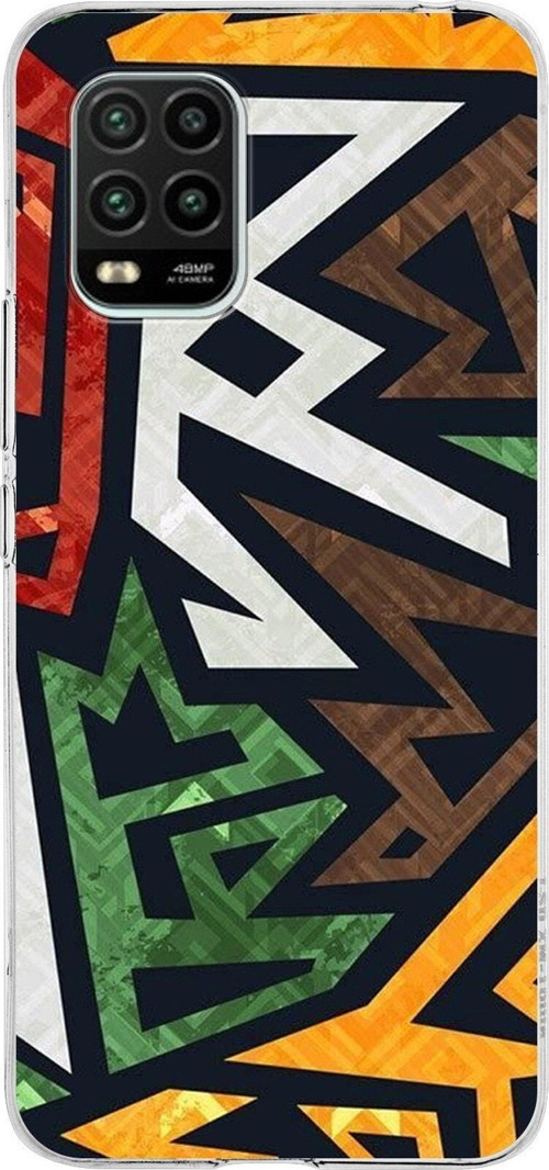 Xiaomi Mi 10 Lite Uyumlu Kapak Soyut Grafiti Tasarımlı Şeffaf Silikon Kılıf