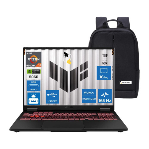 Tuf Gaming A16 FA608PM-RV010 Amd Ryzen 9 8940HX 32GB 1tb SSD RTX5060-8GB 115W Windows 11 Pro 16" 165Hz Wuxga Taşınabilir