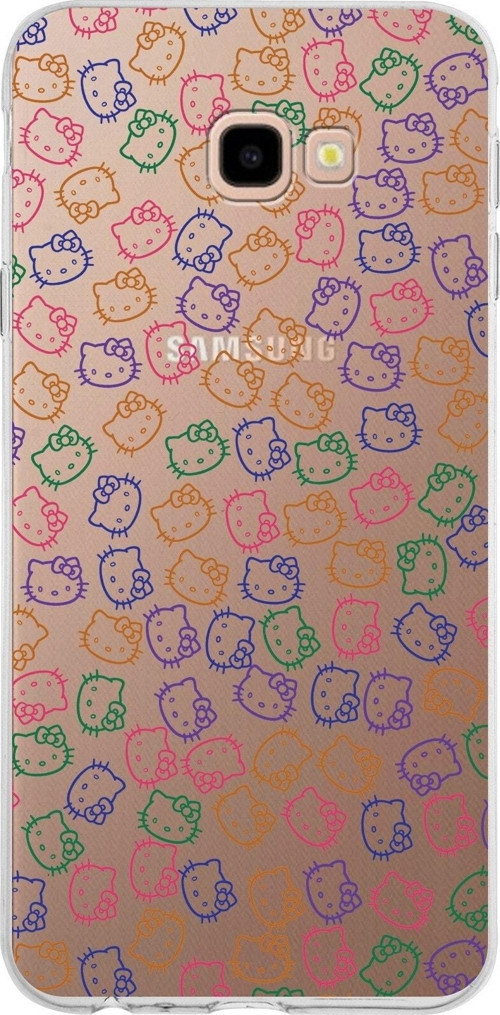 Samsung Galaxy J4 Plus Kapak Hello Kitty Tasarımlı Şeffaf Silikon Kılıf