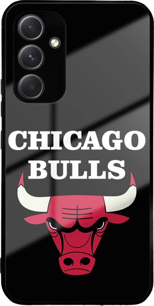 Samsung Galaxy A54 İle Uyumlu Silikon Arkası Cam Kapak Chicago Tasarımlı Cam Kılıf