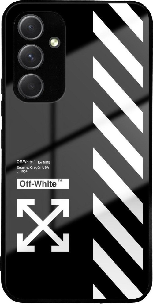 Samsung Galaxy A54 İle Uyumlu Silikon Arkası Cam Kapak White Tasarımlı Cam Kılıf
