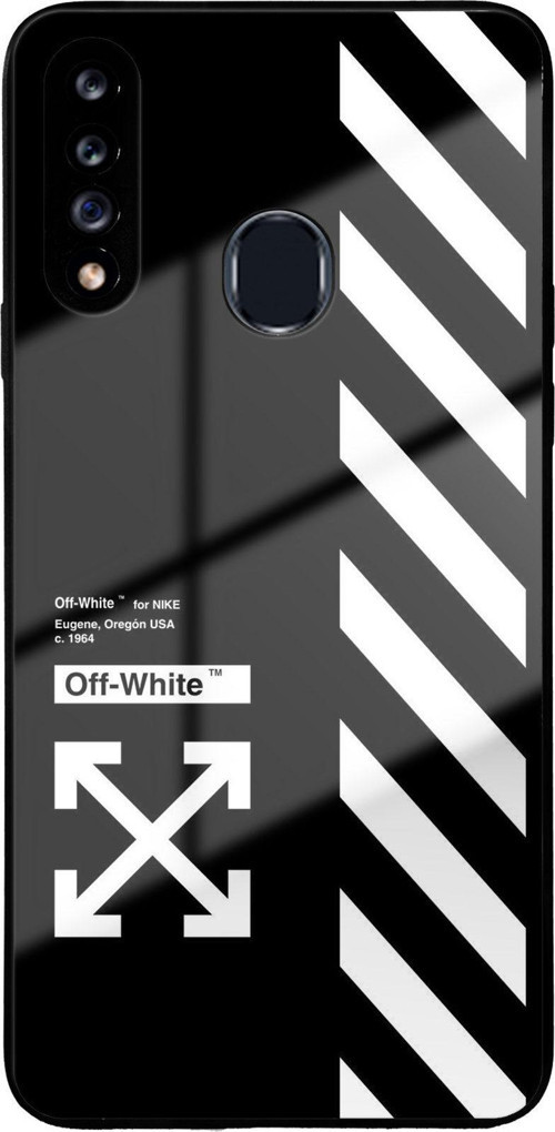Samsung Galaxy A20S İle Uyumlu Silikon Arkası Cam Kapak White Tasarımlı Cam Kılıf