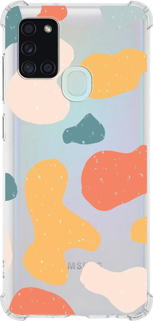 Samsung Galaxy A21S Uyumlu Köşe Korumalı Antişok Kapak Grunge Tasarımlı Şeffaf Kılıf