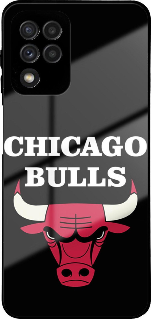 Samsung Galaxy A22 İle Uyumlu Silikon Arkası Cam Kapak Chicago Tasarımlı Cam Kılıf