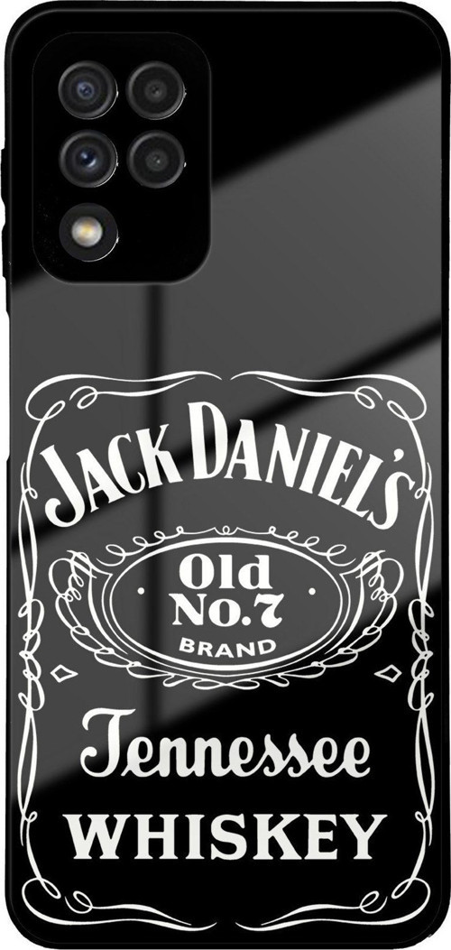 Samsung Galaxy A22 İle Uyumlu Silikon Arkası Cam Kapak Whiskey Tasarımlı Cam Kılıf