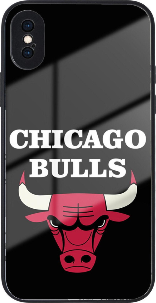 İphone Xs Max İle Uyumlu Silikon Arkası Cam Kapak Chicago Tasarımlı Cam Kılıf
