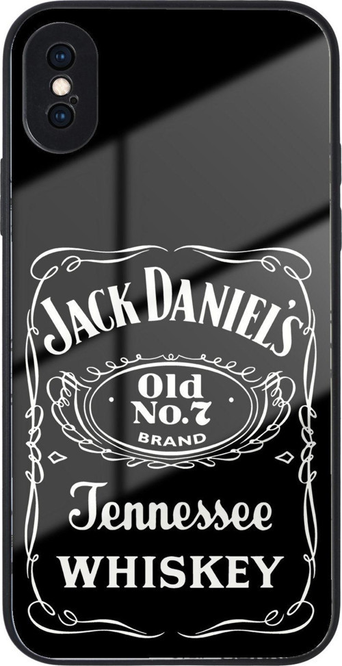 İphone Xs Max İle Uyumlu Silikon Arkası Cam Kapak Whiskey Tasarımlı Cam Kılıf