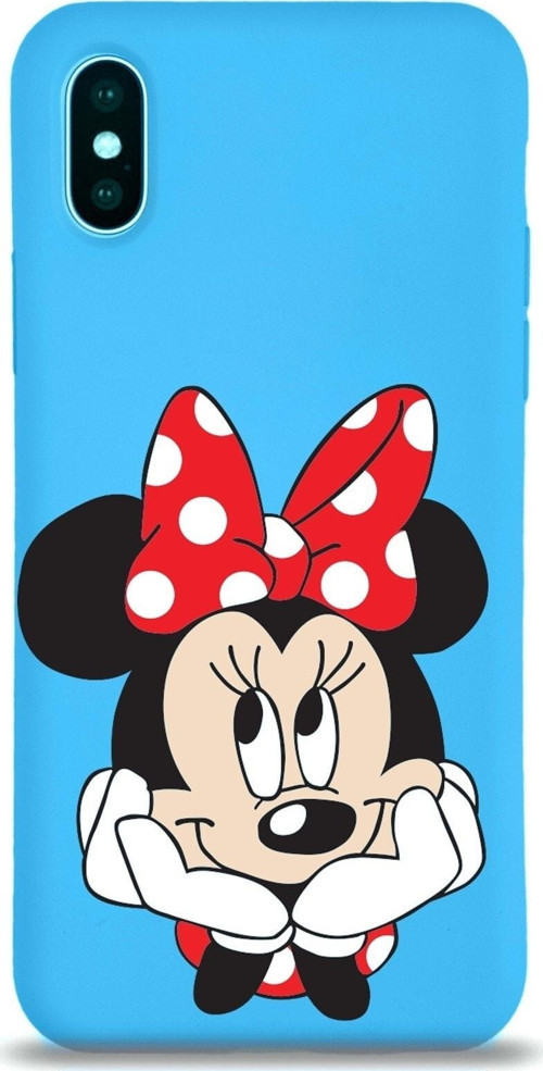Iphone Xs Max Uyumlu Lansman Kılıf Minnie Mouse Tasarımlı Altı Kapalı Içi Kadife Kaplı Kapak