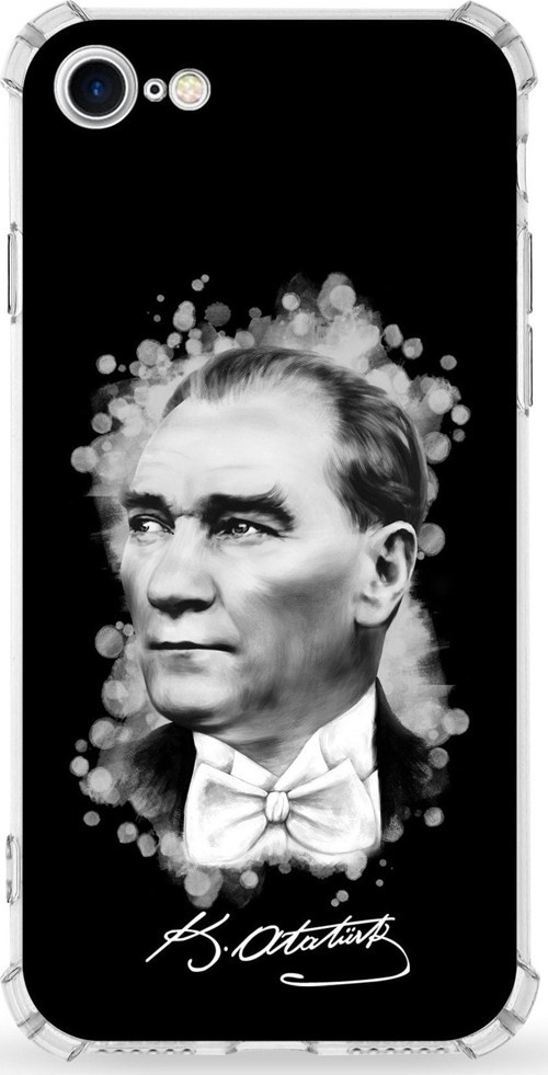 Iphone 7 Uyumlu Darbe Emici Antişok Kapak Atatürk Tasarımlı Şeffaf Silikon Kılıf