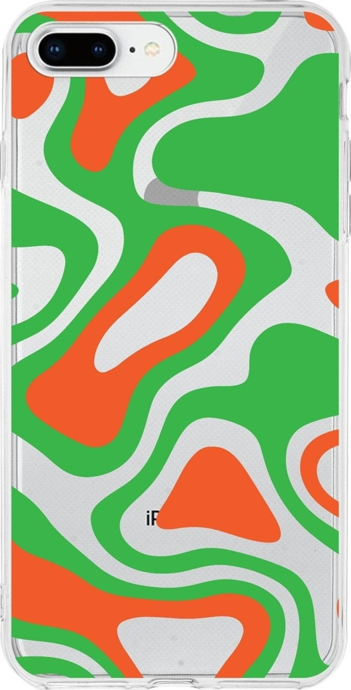 Iphone 8 Plus Uyumlu Kapak Renkli Desen Tasarımlı Şeffaf Silikon Kılıf