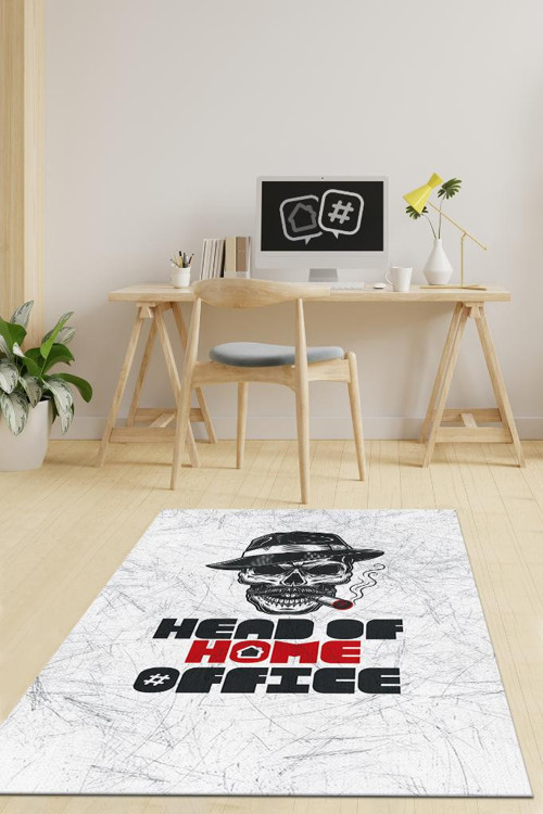 Açık Gri Yazılı Ofis Halısı Özel Tasarım Baskı Halı Yıkanabilir Dekoratif Home Office Halı
