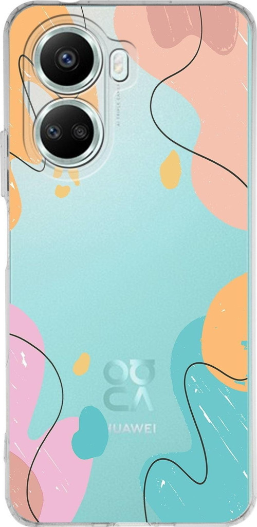 Huawei Nova 10 Se Uyumlu Kapak Karışık Renkler Tasarımlı Şeffaf Silikon Kılıf