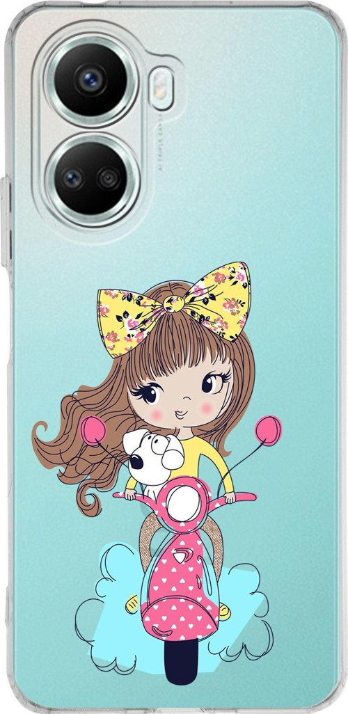 Huawei Nova 10 Se Uyumlu Kapak Vespagirl Tasarımlı Şeffaf Silikon Kılıf